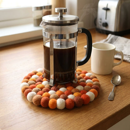 Citrus Burst Orange Wool Felt Trivet Heat Mat – Handmade Pot Mat