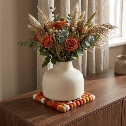 Citrus Burst Orange Wool Felt Trivet Heat Mat – Handmade Pot Mat