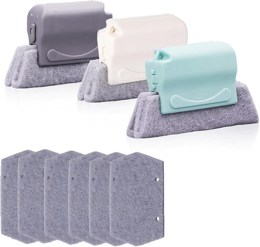 Mint and gray slot cleaning brush with gray scrub pads