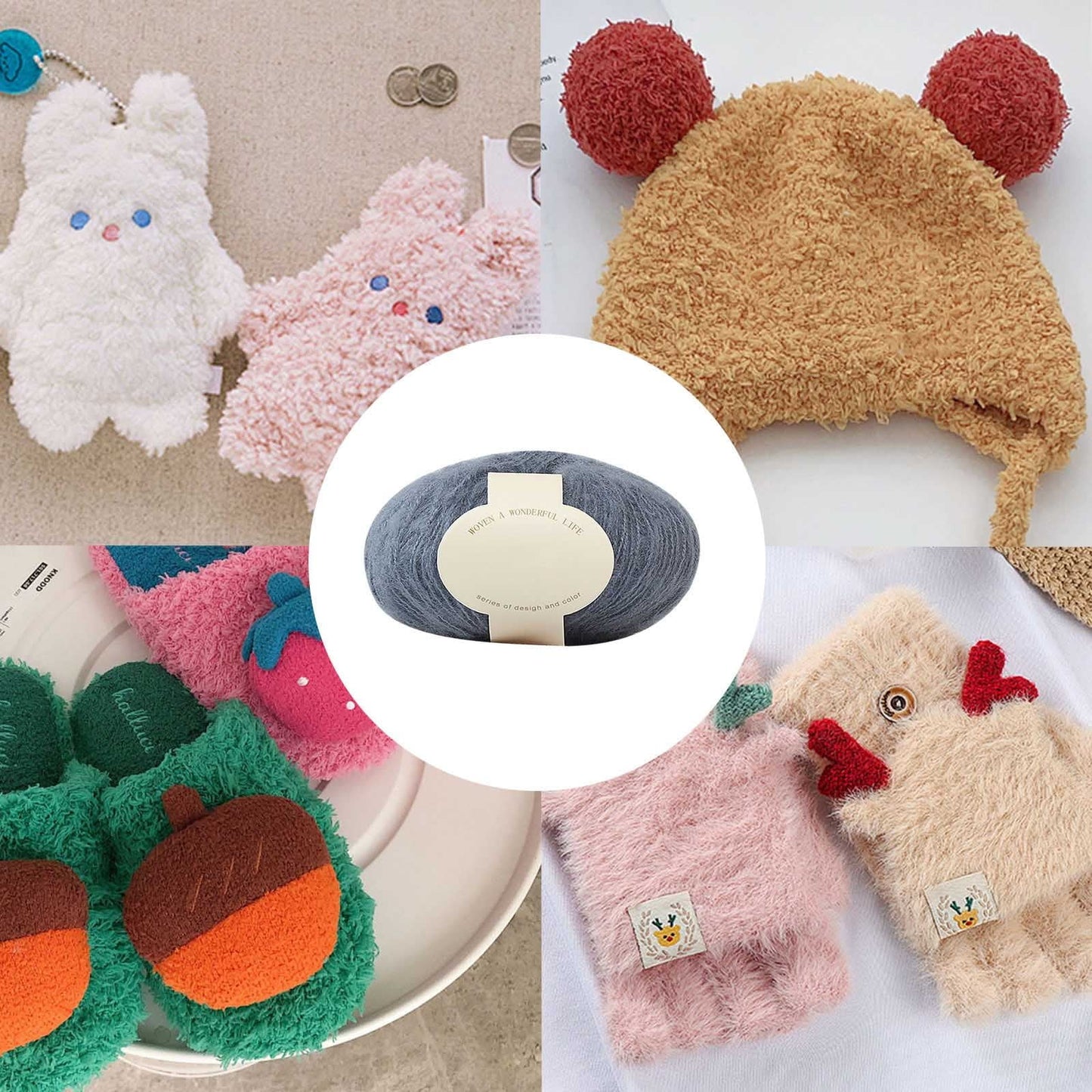 Clearance! Boovnll Mohair Yarn, Soft Yarn for Crocheting, Hand Knitting Hats, Sweater, Scarves, Crafts, Home Decorations, DIY Kids Toys, Yarn 20
