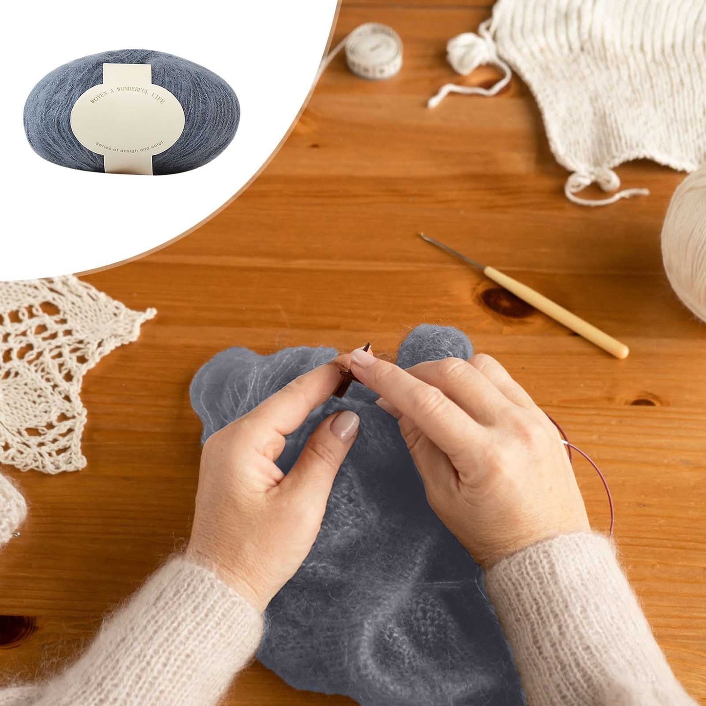Clearance! Boovnll Mohair Yarn, Soft Yarn for Crocheting, Hand Knitting Hats, Sweater, Scarves, Crafts, Home Decorations, DIY Kids Toys, Yarn 20