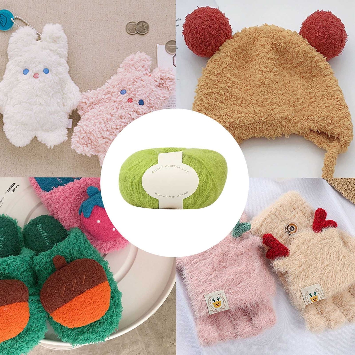 Clearance! Boovnll Mohair Yarn, Soft Yarn for Crocheting, Hand Knitting Hats, Sweater, Scarves, Crafts, Home Decorations, DIY Kids Toys, Yarn 24