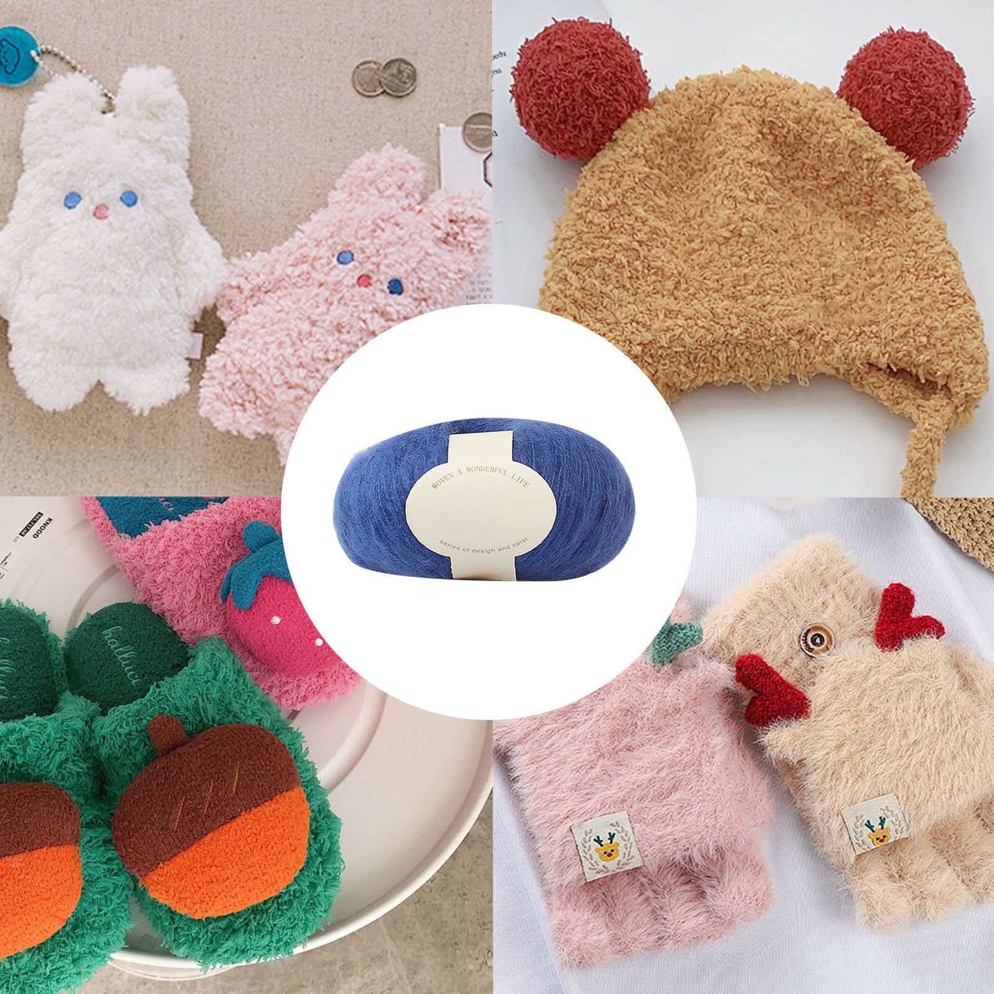 Clearance! Boovnll Mohair Yarn, Soft Yarn for Crocheting, Hand Knitting Hats, Sweater, Scarves, Crafts, Home Decorations, DIY Kids Toys, Yarn 25