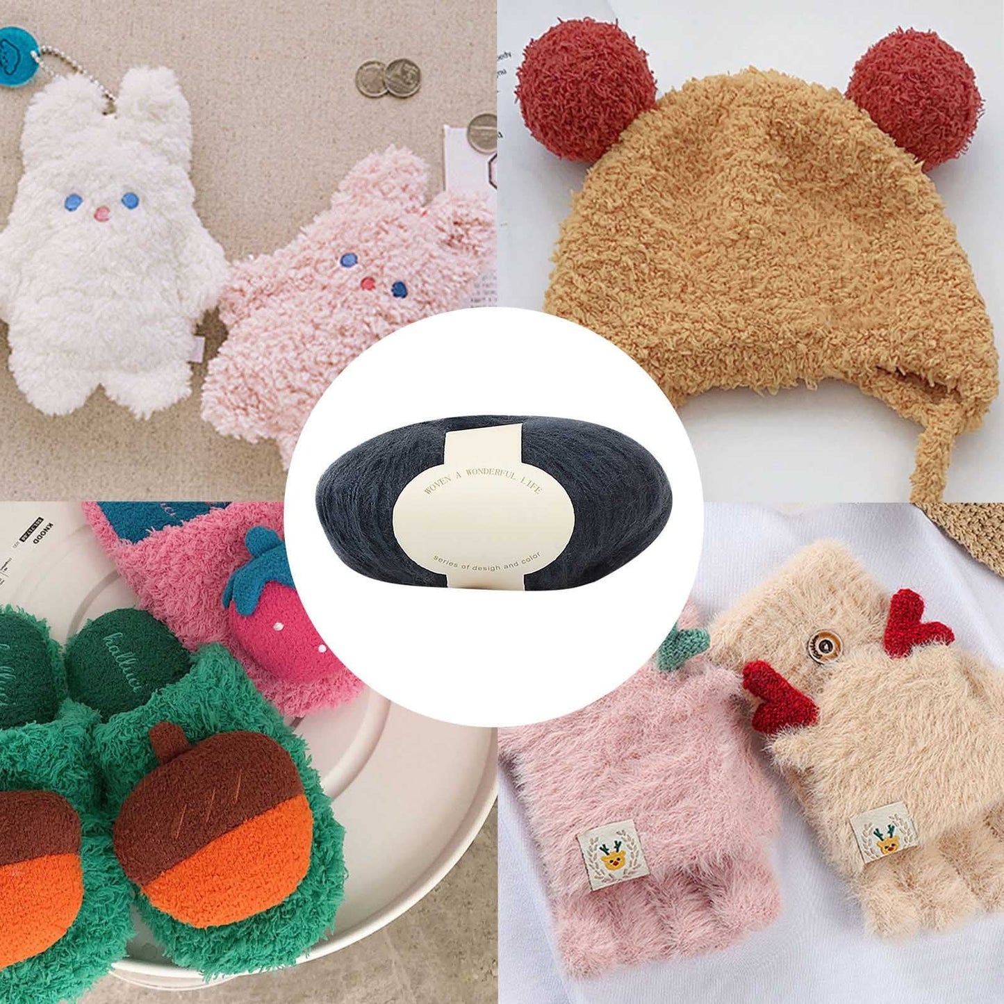 Clearance! Boovnll Mohair Yarn, Soft Yarn for Crocheting, Hand Knitting Hats, Sweater, Scarves, Crafts, Home Decorations, DIY Kids Toys, Yarn 35