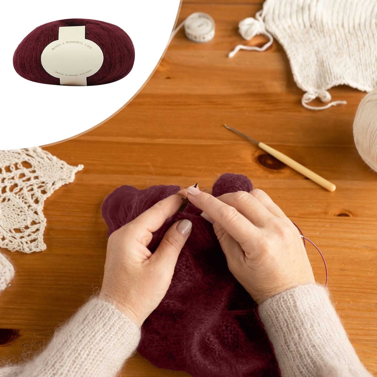 Clearance! Boovnll Mohair Yarn, Soft Yarn for Crocheting, Hand Knitting Hats, Sweater, Scarves, Crafts, Home Decorations, DIY Kids Toys, Yarn 37