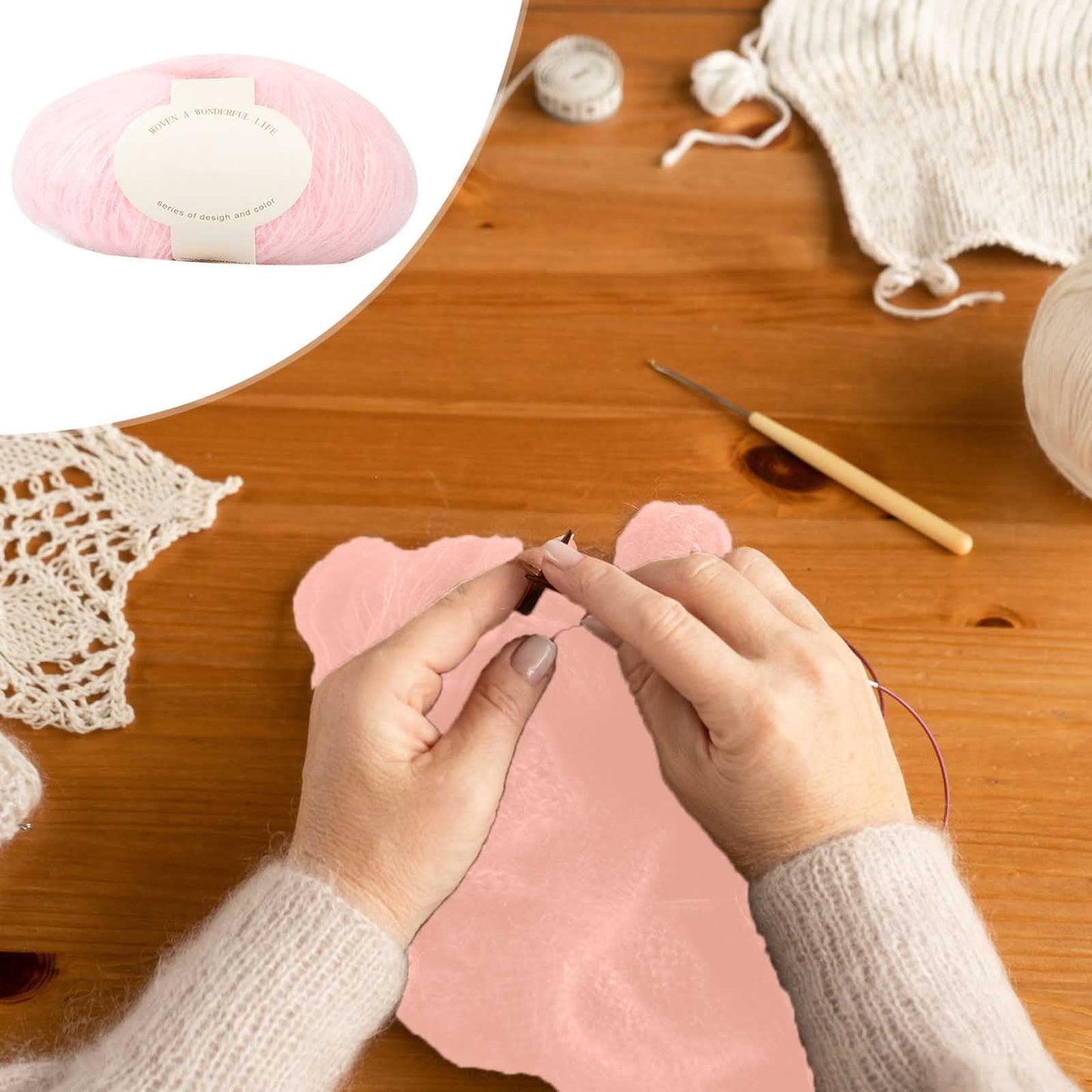 Clearance! Boovnll Mohair Yarn, Soft Yarn for Crocheting, Hand Knitting Hats, Sweater, Scarves, Crafts, Home Decorations, DIY Kids Toys, Yarn 4