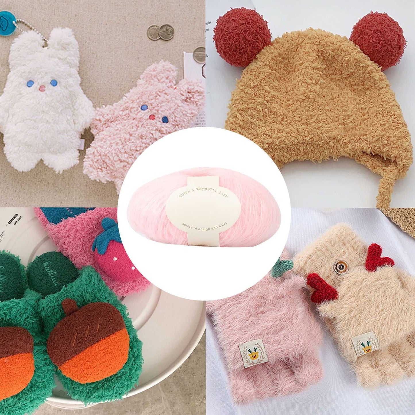 Clearance! Boovnll Mohair Yarn, Soft Yarn for Crocheting, Hand Knitting Hats, Sweater, Scarves, Crafts, Home Decorations, DIY Kids Toys, Yarn 4