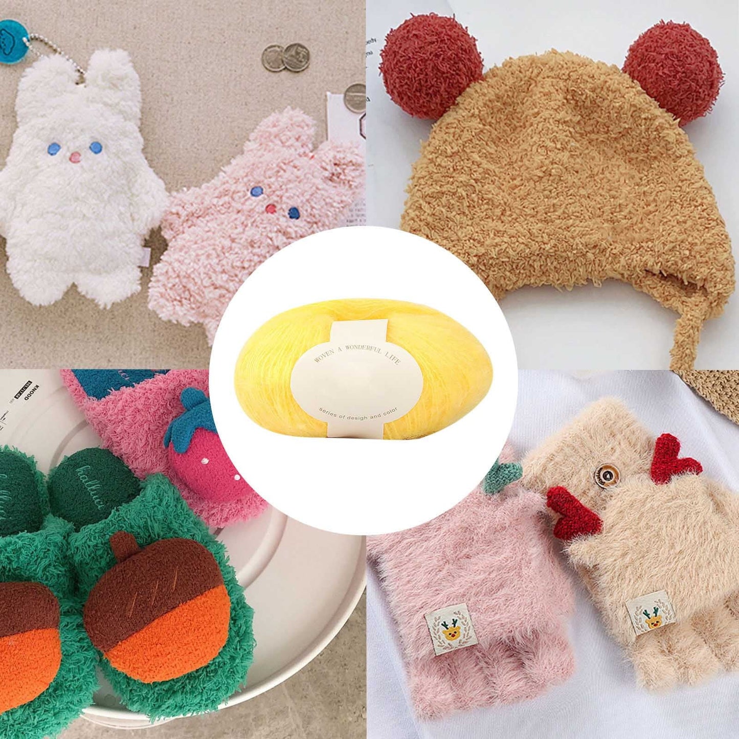 Clearance! Boovnll Mohair Yarn, Soft Yarn for Crocheting, Hand Knitting Hats, Sweater, Scarves, Crafts, Home Decorations, DIY Kids Toys, Yarn 6