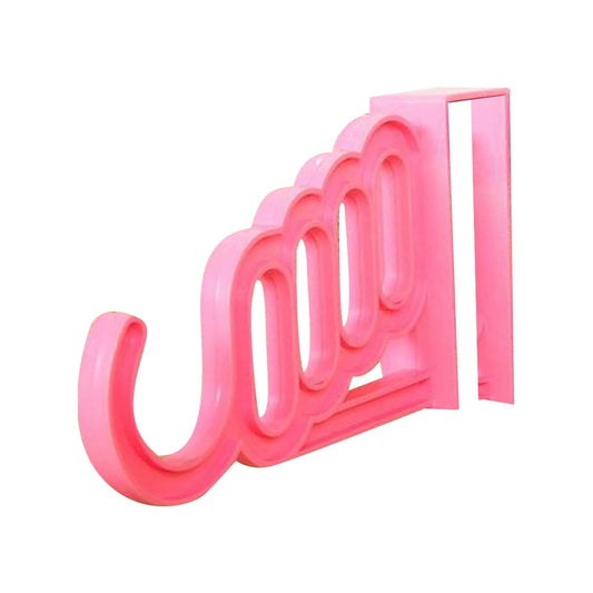 Pink five-hook over-the-door rack with curved U-shaped hooks