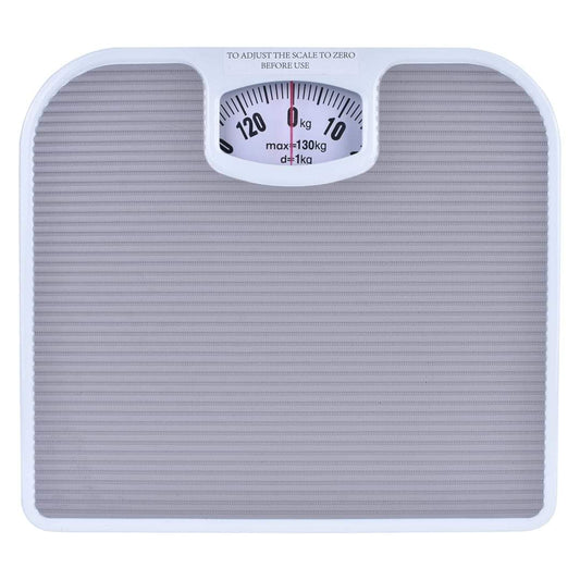 Bathroom scale with ridged platform and analog dial, max 130 kg capacity