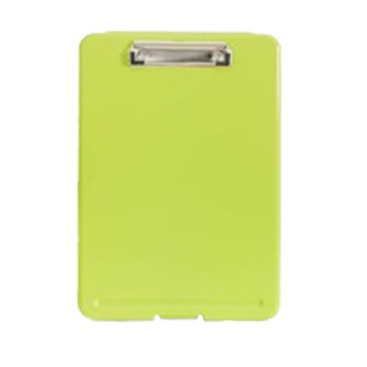 Mint green plastic clipboard with metal clip, square foldable storage cover