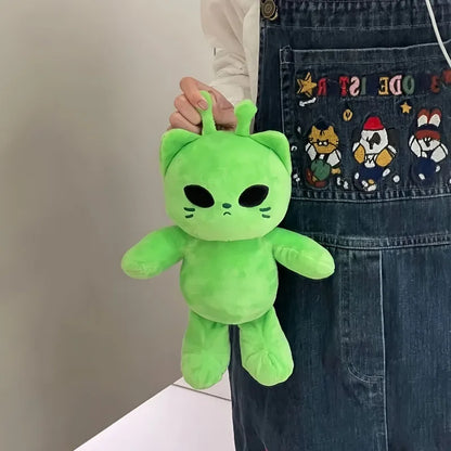 Alien Cat Plush Toy - Handmade Kawaii Green Extraterrestrial Stuffed Animal Plushie Gift