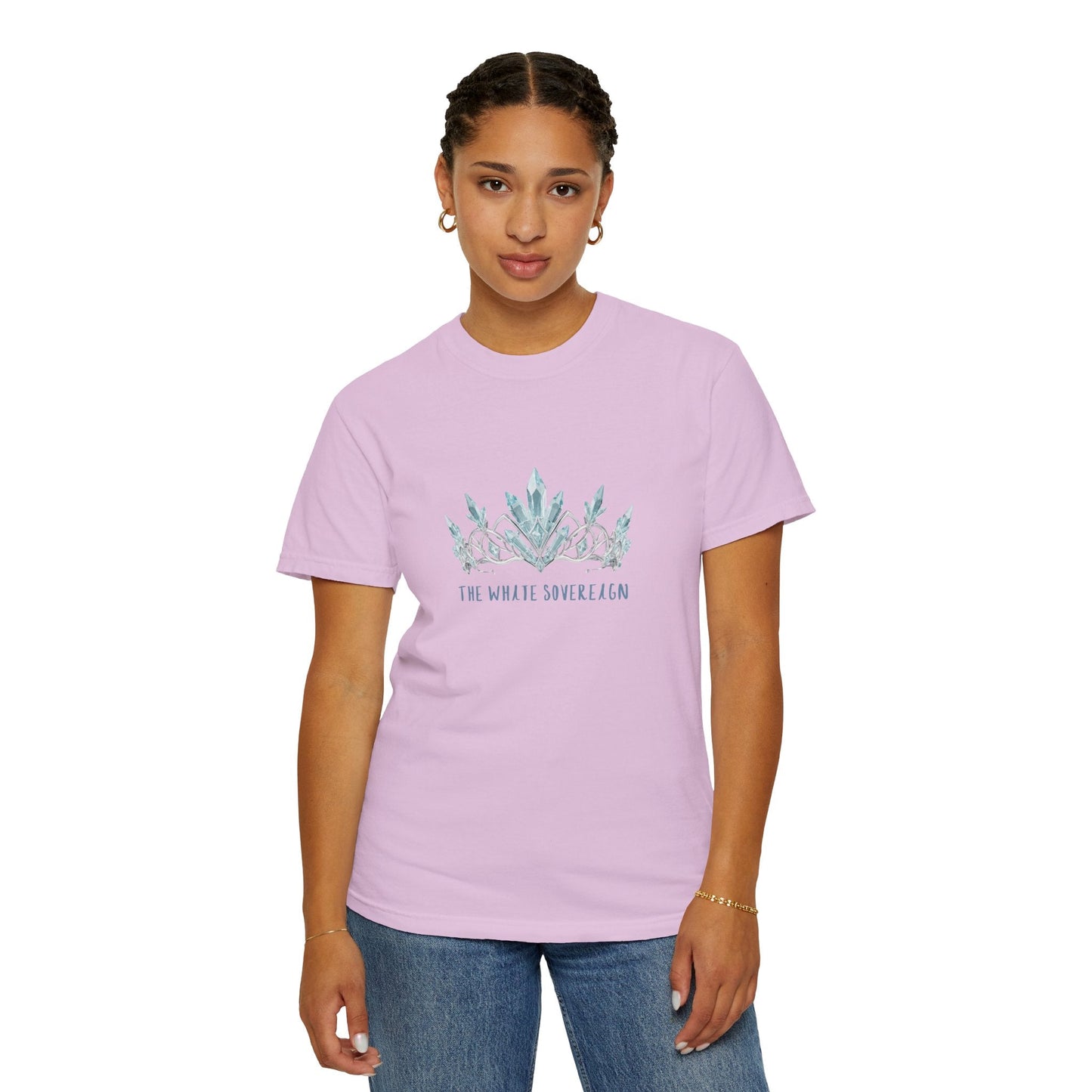 The White Sovereign Blue Seaweed Crown  Tsaritsa Frost Queen Graphic Tee