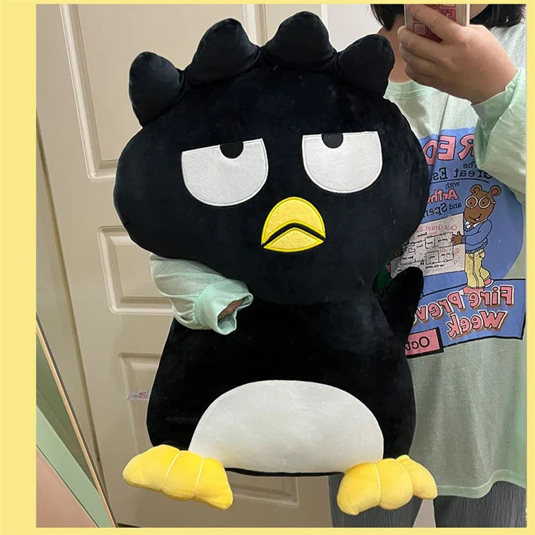 Spiky Black Penguin Plush, Grumpy Tongue-Out Penguin Plushie