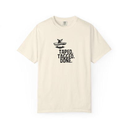 The Midnight Mariachi Taped Tagged Done Graphic Tee  Bat Sombrero Heavyweight Cotton Shirt