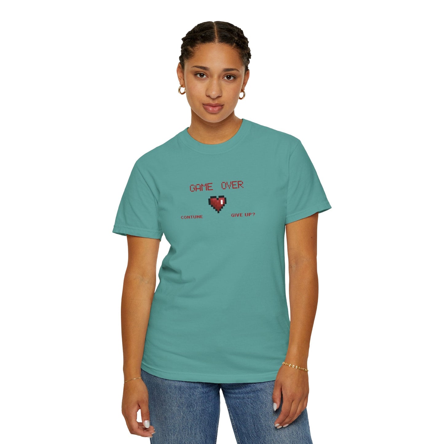 Game Over Pixel Heart Tee Retro Gaming Graphic Tee  Gamer Gift Tee