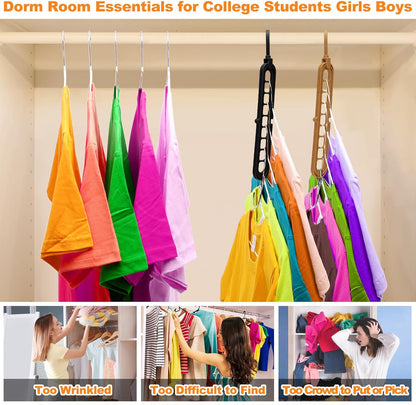 Closet Organizers and Storage,College Dorm Room Essentials, Multifunctional Organizer Magic Space Saving Hangers with 9 Holes Storage Organization for Wardrobe