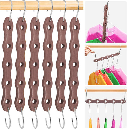 Closet Organizers and Storage,Heavy Duty Wooden Hangers Space Saving,Home Dorm Room Essentials for College Students Girls Boys,6 Pack Organization and Storage Clothes Hanger for Coat,Pants,Shirt,Scarf