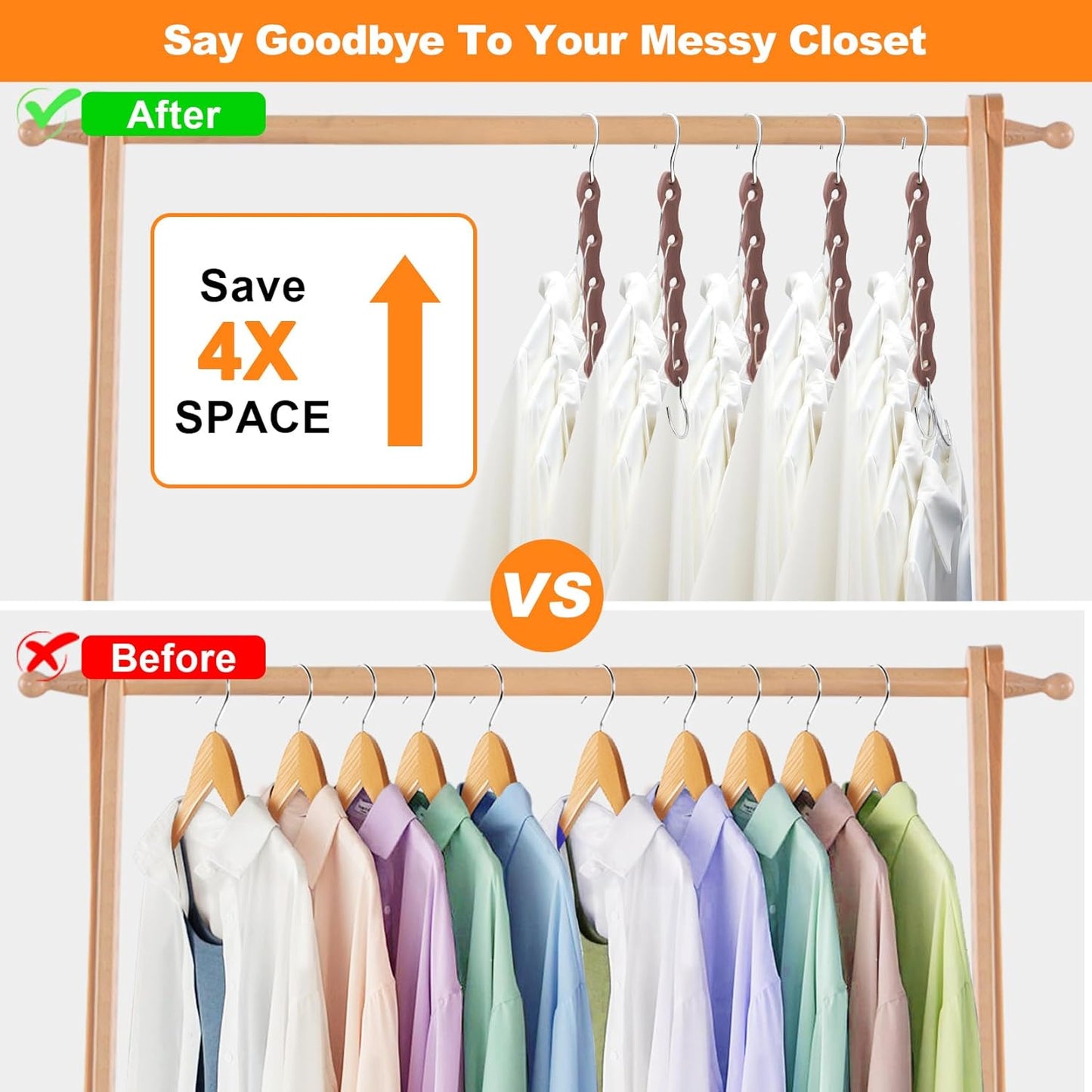 Closet Organizers and Storage,Heavy Duty Wooden Hangers Space Saving,Home Dorm Room Essentials for College Students Girls Boys,6 Pack Organization and Storage Clothes Hanger for Coat,Pants,Shirt,Scarf
