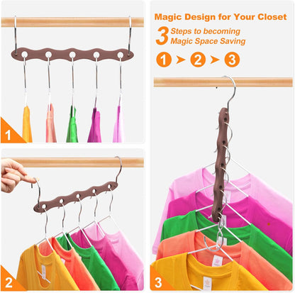 Closet Organizers and Storage,Heavy Duty Wooden Hangers Space Saving,Home Dorm Room Essentials for College Students Girls Boys,6 Pack Organization and Storage Clothes Hanger for Coat,Pants,Shirt,Scarf