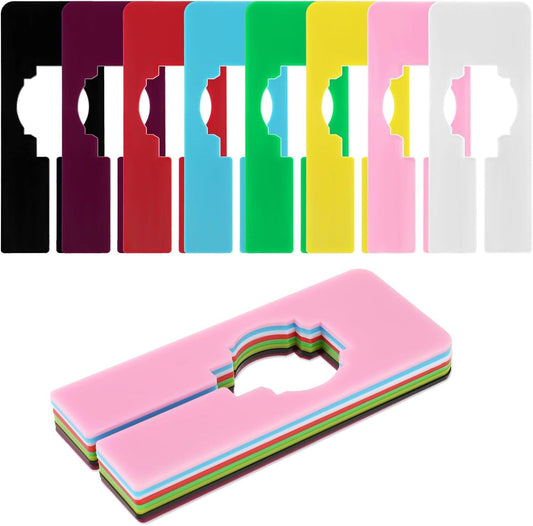 Colorful plastic closet rack dividers, eight-piece set with hanging silhouette cutouts