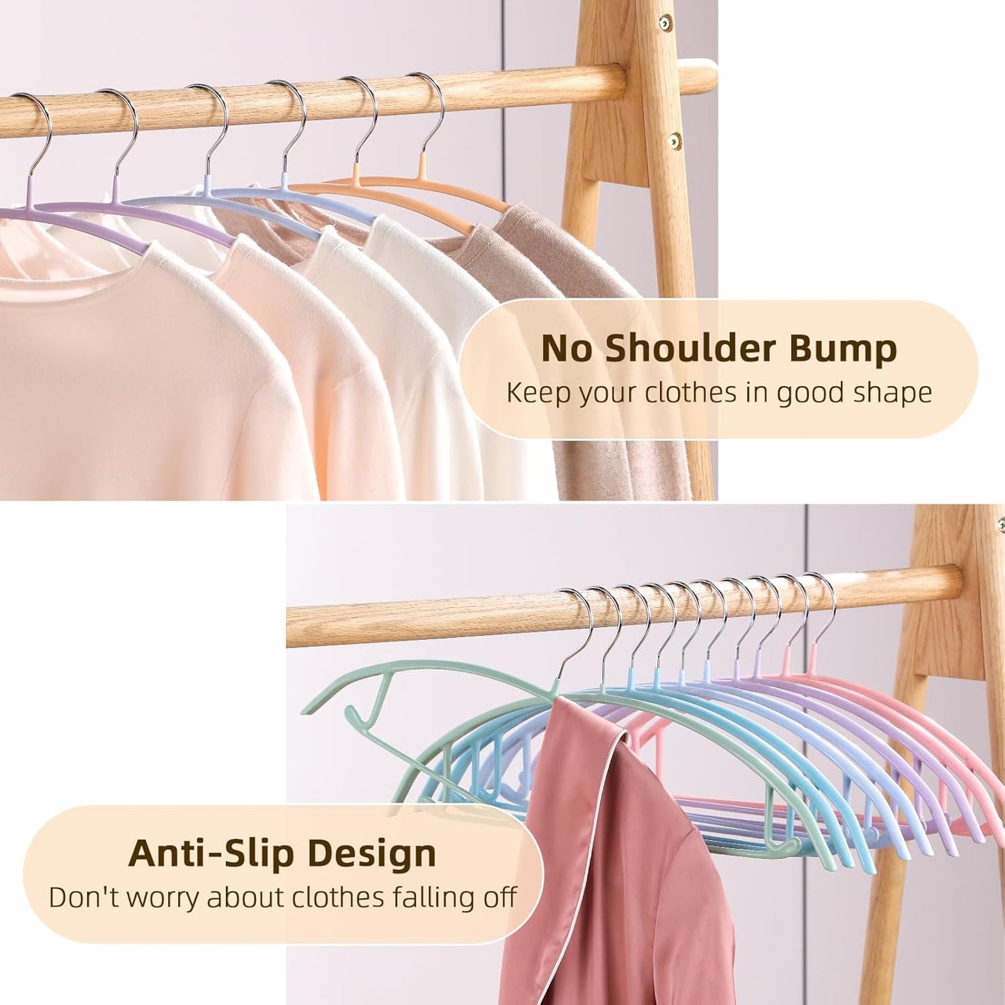 Clothes Hanger 14 Pack, Sweater Hangers No Shoulder Bump, 16.5 inch Wide Heavy Duty Coat Hangers for Closet, Non Slip PVC-Coating Metal Hangers for Sweaters,Suits,Dresses,Jackets,Pants,Shirt