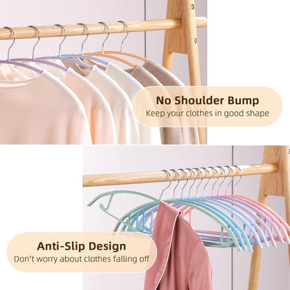 Clothes Hanger 14 Pack, Sweater Hangers No Shoulder Bump, 16.5 inch Wide Heavy Duty Coat Hangers for Closet, Non Slip PVC-Coating Metal Hangers for Sweaters,Suits,Dresses,Jackets,Pants,Shirt