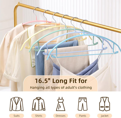 Clothes Hanger 14 Pack, Sweater Hangers No Shoulder Bump, 16.5 inch Wide Heavy Duty Coat Hangers for Closet, Non Slip PVC-Coating Metal Hangers for Sweaters,Suits,Dresses,Jackets,Pants,Shirt