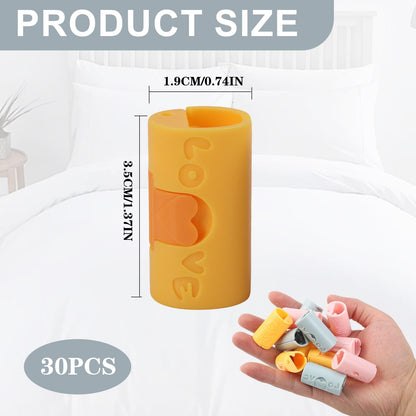 Clothes Pegs - Hanger Clips - Clips - Windproof Pegs - Clothesline Pegs - Trouser Hanger Clips - Clothespins - Velvet Hanger Clips - Laundry Clips - Non-Slip Clothes Clips - Needleless - Pink - Blue - Yellow - 30 pieces