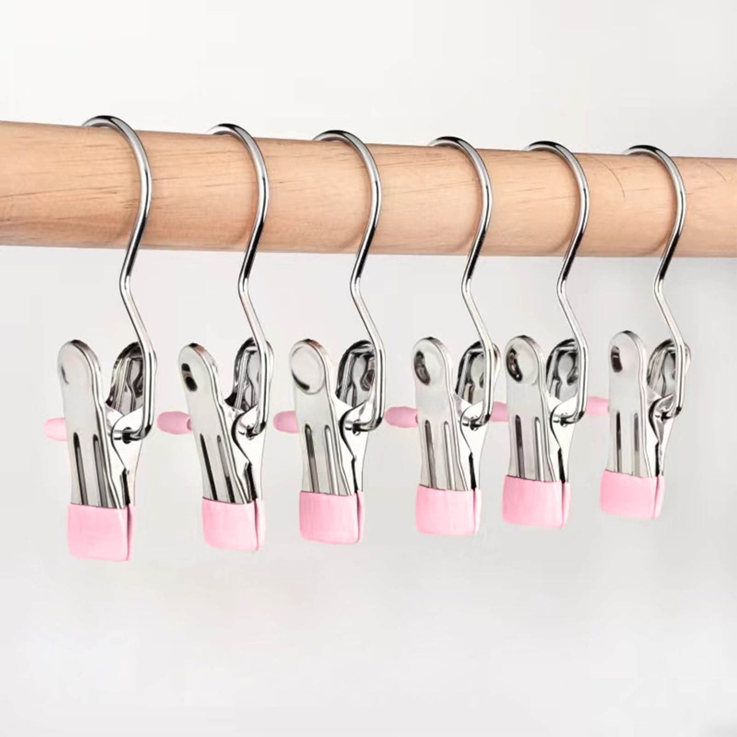 Clothes Pins, 15 Pack Hanger Hooks, Stainless Steel Laundry Clips, Travel Hangers, Towel Clips, Legging Organizer for Closet Hanging, Space Saving Hanger Clips for Pants, Jeans, Hats, Boot Silver