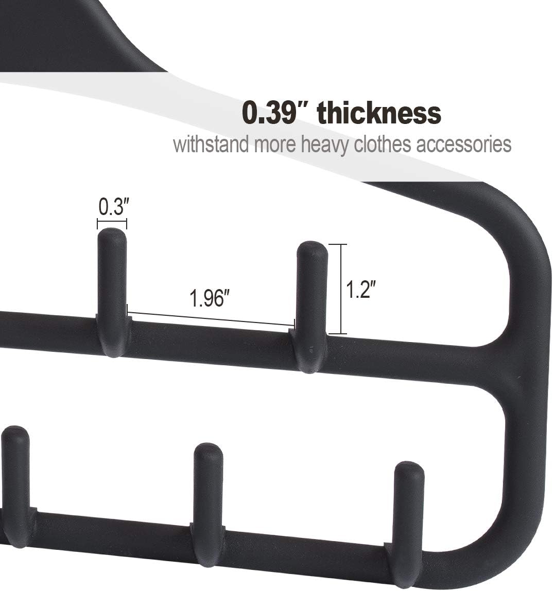Clothing Closet Organizer with 11 Non-Slip Hooks 360° Rotatable Black