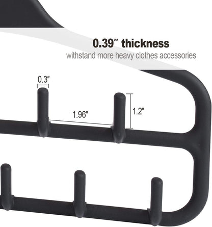 Clothing Closet Organizer with 11 Non-Slip Hooks 360° Rotatable Black