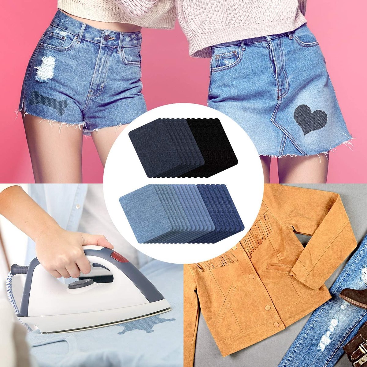 Clothing Repair Patches - 30 Pieces - self-adhesive jeans patches - Repair a hole in clothing - iron-on patches for clothing repair - Repair - clothing repair for jeans - patch - repair cloth - iron-on for denim jeans repair
