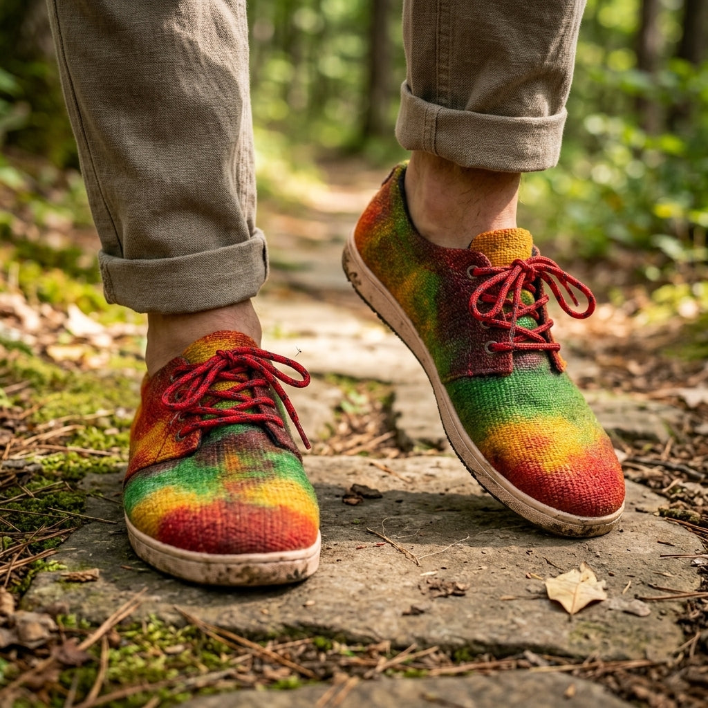 Rasta Tie Dye Hemp Sneakers – Organic Lace-Up Hemp Shoes