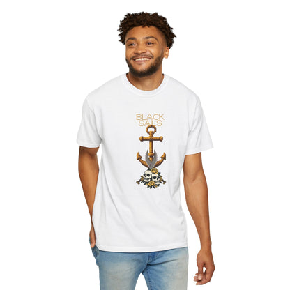 Anchor Skull Pixel Art Graphic Tee - Nautical Skull Printed Unisex T-Shirt | Comfort Colors 1717 Designed By Aprasi