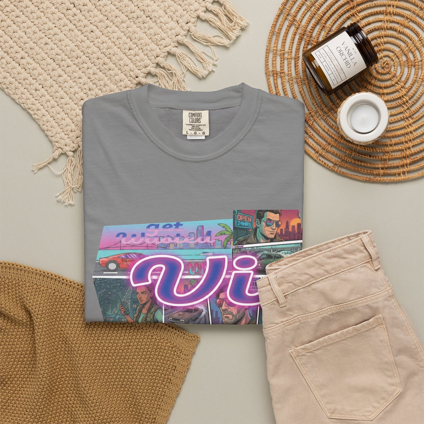 Vice City VI Retro Aesthetic Graphic Tee, Neon Miami Vibes  T-Shirt