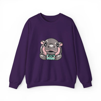 Moo Deng Sweatshirt  Baby Pygmy Hippo Crewneck  Unisex Heavy Blend Graphic Sweatshirt