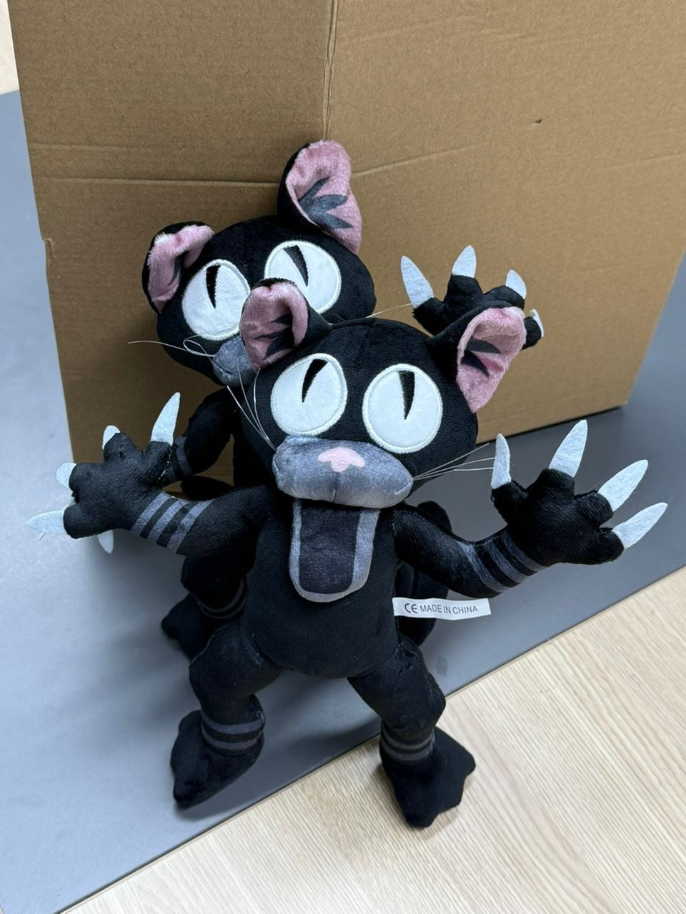 Black Monster Cat Plushie – 11" Spooky Forest Survival Camp Stuffed Animal Plush 30cm
