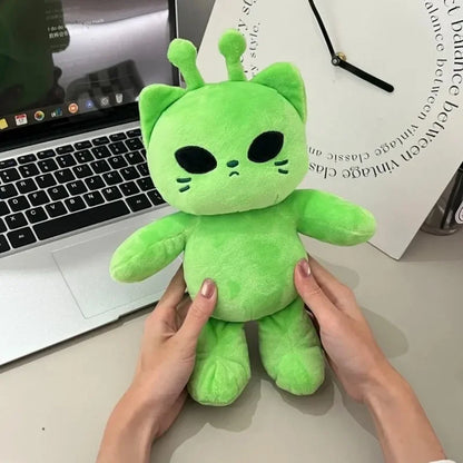 Alien Cat Plush Toy - Handmade Kawaii Green Extraterrestrial Stuffed Animal Plushie Gift