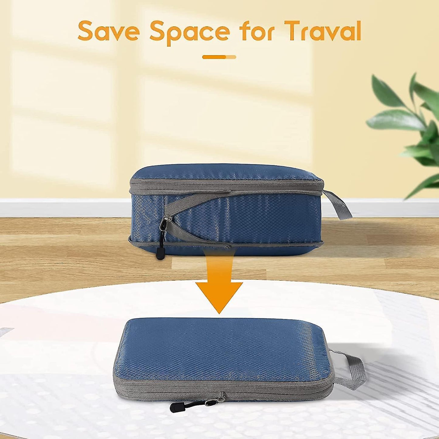 Compression Packing Cubes for Suitcases Gray Extensible Organizer Set
