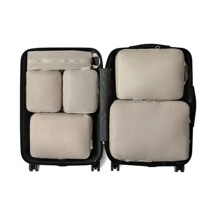 Compression Packing Cubes for Travel - Luggage Organizer Bags - Double Zipper Packing Cubes for Suitcases (6-Pack, Beige)