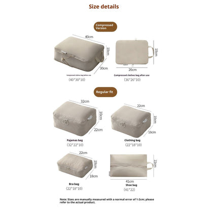 Compression Packing Cubes for Travel - Luggage Organizer Bags - Double Zipper Packing Cubes for Suitcases (6-Pack, Beige)