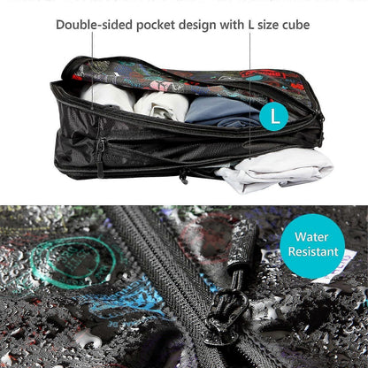 Compression Packing Cubes with Shoe Bag Foldable Luggage Storage Organizer