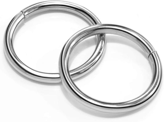 Silver metal O-ring buckles, circular double-ring set for webbing straps
