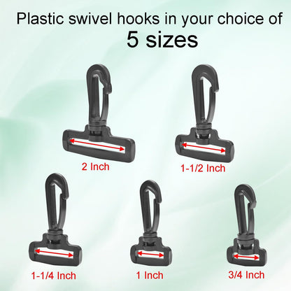 CooBigo 12PCS Plastic Swivel Snap Hook Clips for Purse,1 Inch Rotary Clasp Purse Strap Hardware for Bag Making Nylon Webbing Hook Backpack Strap Clip Lanyard Clasp Keychains Replacement