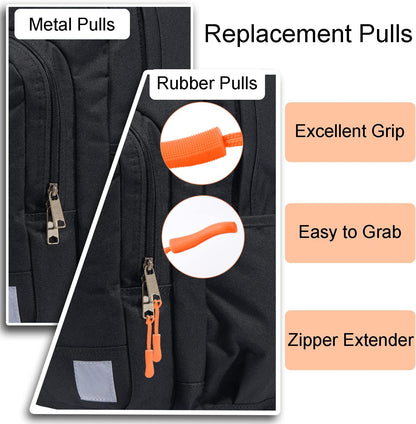 CooBigo 12Pack Zipper Pull Replacement, Golf Bag Parcord Zipper Pull Tab Replacement for Backpack, Jackets, Pants, Boots, Coats, Luggage - Balck(Universal Extender)
