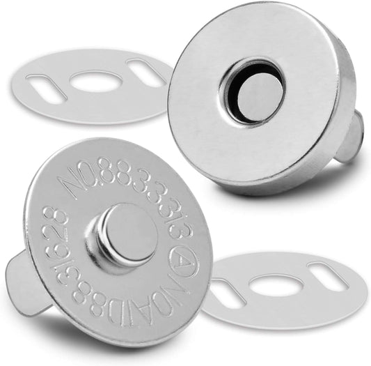 Magnetic snap buttons with stainless metal discs and alignment plates