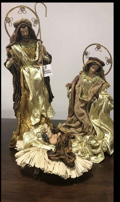 Handmade Christmas Nativity Set 35–51cm – Holy Family with Manger, Religious Christian Decor for Home, Church & Holiday Display