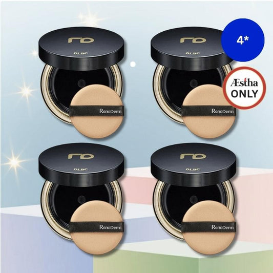 BB cream makeup compact set with round black lid, beige formula, and puff insert