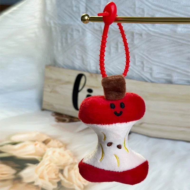 Kawaii Apple Core Keychain Plush Doll  Soft Fleece Fabric Pendant Bag Charm